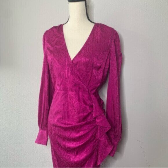 NWT Veronica Beard Weiss Side Ruffle Long Sleeve Silk Blend Dress - Picture 12 of 15